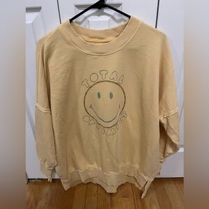Aerie/American Eagle over sized crew neck sweatshirt smile face